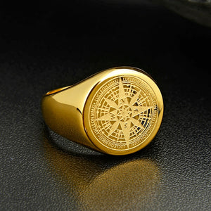 COMPASS RING 18K GOLD PALTED