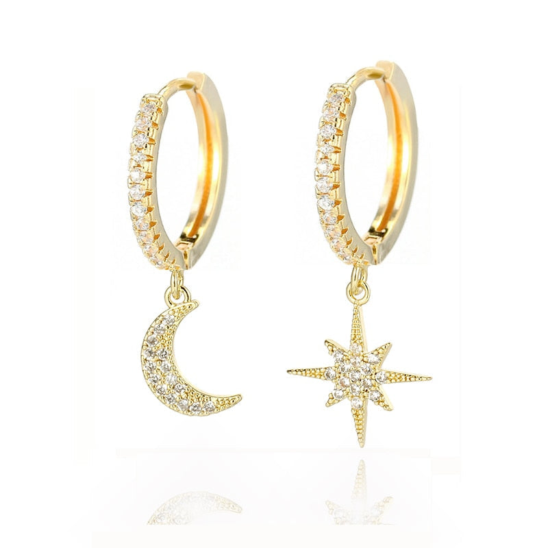 MOON DROP EARRINGS 18K GOLD PLATED