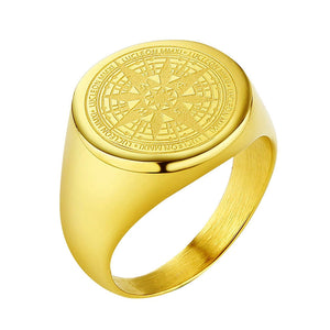 COMPASS RING 18K GOLD PALTED