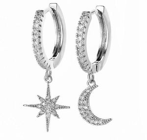 LOUISE STAR MOON EARRINGS 18K GOLD PLATED