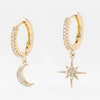 LOUISE STAR MOON EARRINGS 18K GOLD PLATED